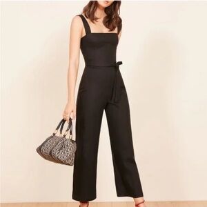 Reformation Birch Jumpsuit - Black - 100% linen